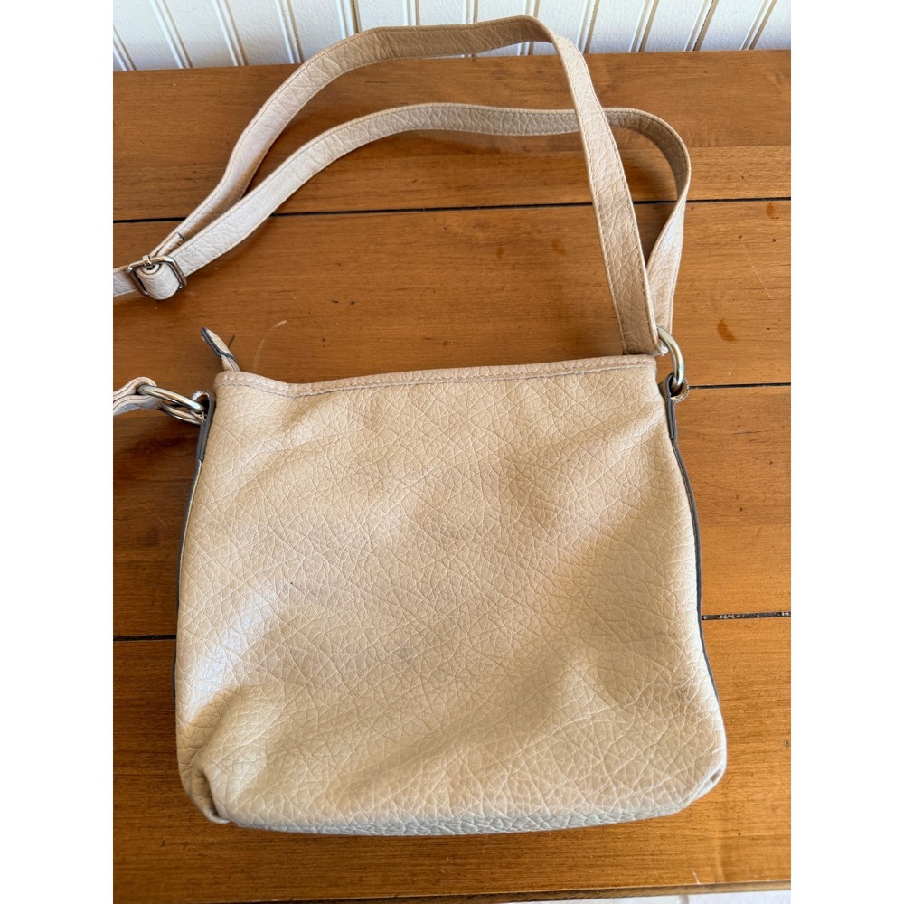 Rosetti Beige Pebbled Faux Leather Crossbody Bag Multi-Pocket Purse Small - Picture 2 of 10